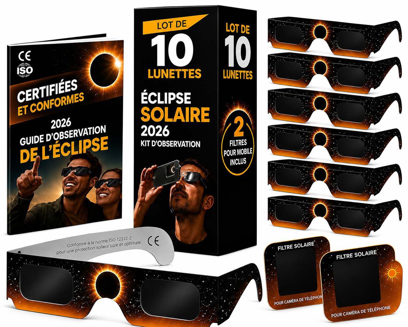Lunettes Éclipse Solaire — Pack Groupe × 10